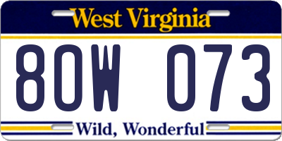 WV license plate 8OW073