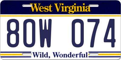 WV license plate 8OW074