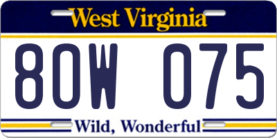 WV license plate 8OW075