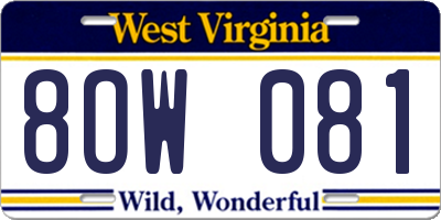 WV license plate 8OW081