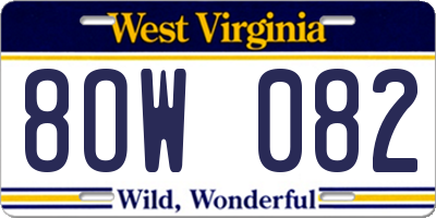 WV license plate 8OW082