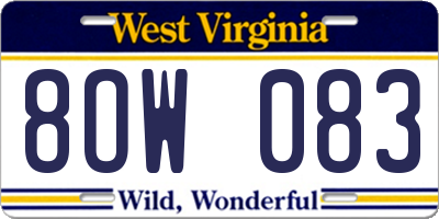 WV license plate 8OW083