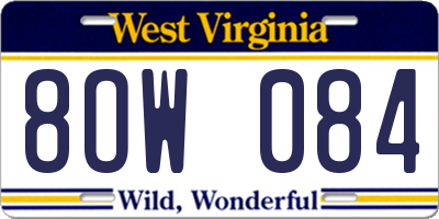 WV license plate 8OW084