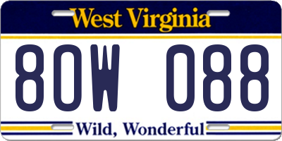 WV license plate 8OW088