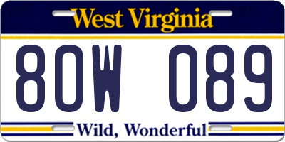WV license plate 8OW089