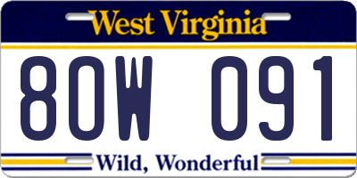 WV license plate 8OW091