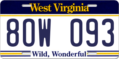 WV license plate 8OW093