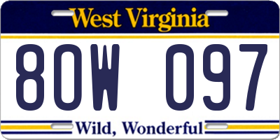 WV license plate 8OW097