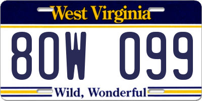 WV license plate 8OW099