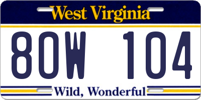 WV license plate 8OW104