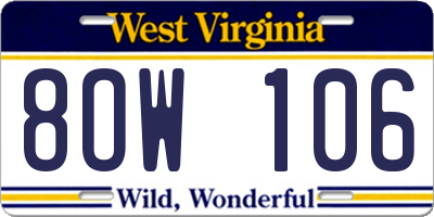 WV license plate 8OW106