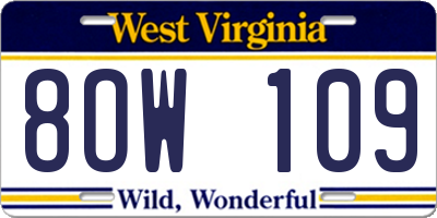 WV license plate 8OW109