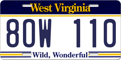 WV license plate 8OW110