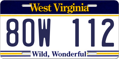 WV license plate 8OW112