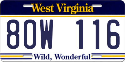 WV license plate 8OW116