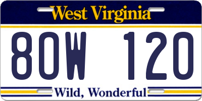 WV license plate 8OW120