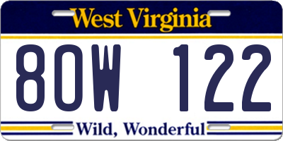 WV license plate 8OW122