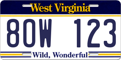 WV license plate 8OW123