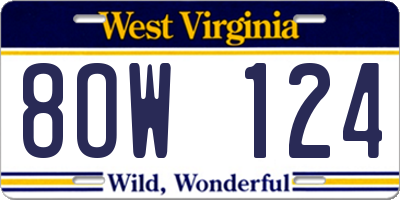 WV license plate 8OW124