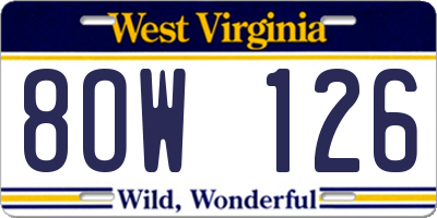 WV license plate 8OW126