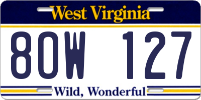 WV license plate 8OW127