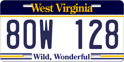 WV license plate 8OW128