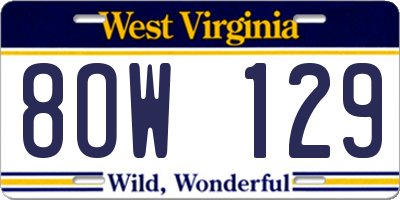 WV license plate 8OW129