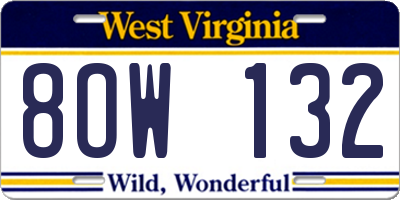 WV license plate 8OW132