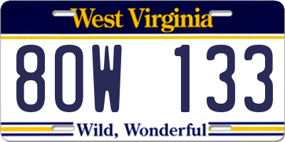 WV license plate 8OW133