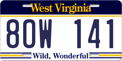 WV license plate 8OW141