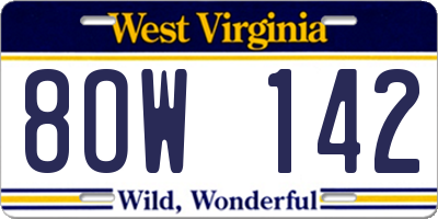 WV license plate 8OW142