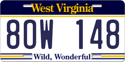 WV license plate 8OW148