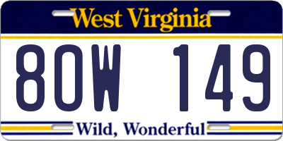 WV license plate 8OW149