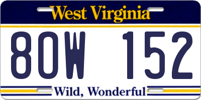 WV license plate 8OW152