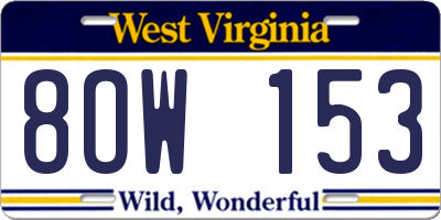 WV license plate 8OW153