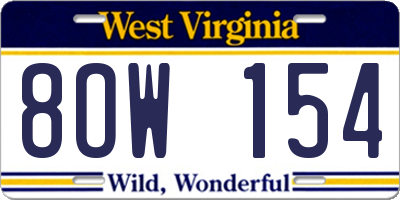 WV license plate 8OW154