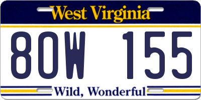 WV license plate 8OW155
