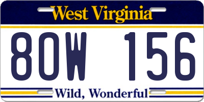 WV license plate 8OW156
