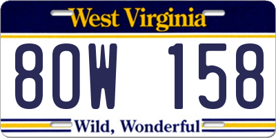 WV license plate 8OW158