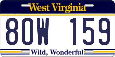 WV license plate 8OW159