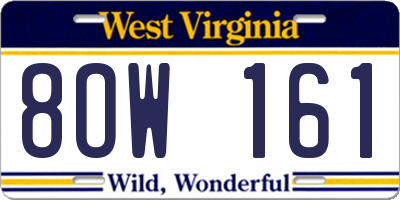 WV license plate 8OW161