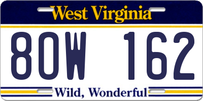 WV license plate 8OW162