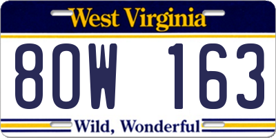 WV license plate 8OW163