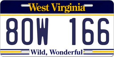 WV license plate 8OW166