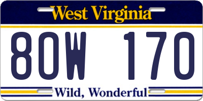 WV license plate 8OW170