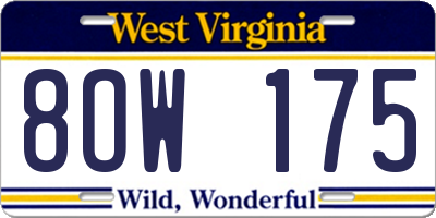 WV license plate 8OW175
