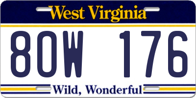 WV license plate 8OW176
