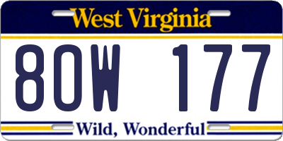 WV license plate 8OW177
