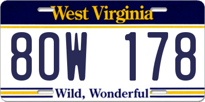 WV license plate 8OW178