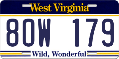 WV license plate 8OW179